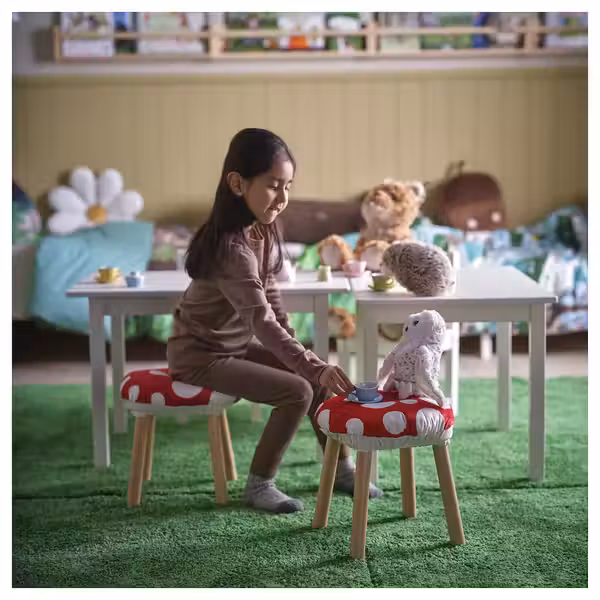 SKOGSDUVA СКОГСДУВА Чехол на табурет - в форме мухомора/красный белый - фото 3