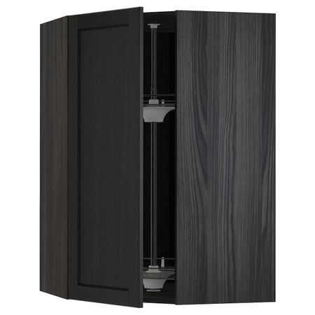 Угловой навесного шкаф с вращающейся секц, черный/Лерхюттан черная морилка 68x100 см IKEA МЕТОД 092.613.66