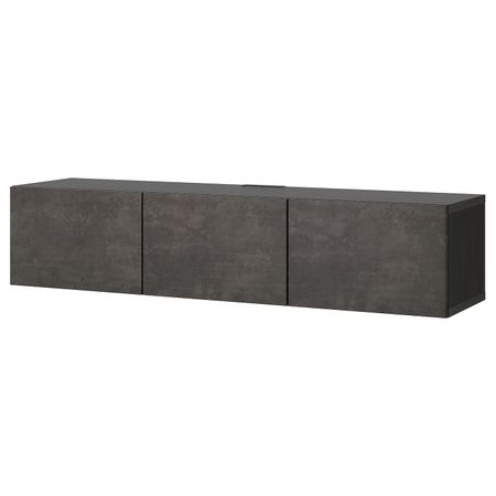 Тумба под ТВ, с дверцами, черно-коричневый/КЭЛЛЬВИКЕН под бетон 180x42x38 см IKEA BESTÅ БЕСТО 993.306.62