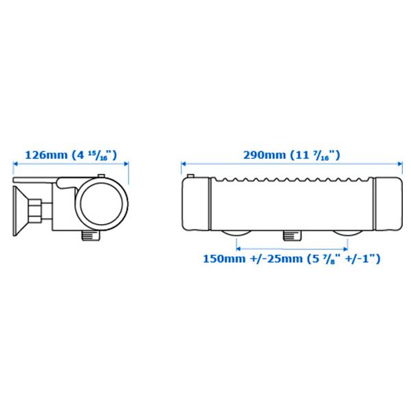 Термостатический смеситель для душа, хромированный 150 мм IKEA VOXNAN ВОКСНАН 003.472.42 - схема-чертеж с размерами