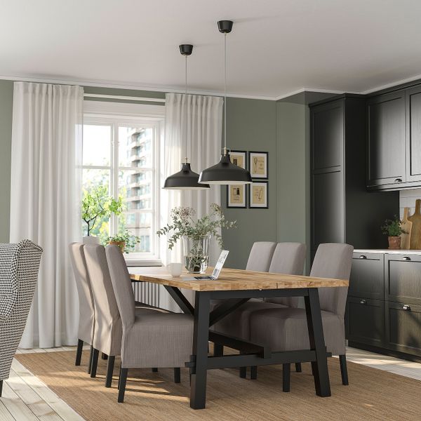 Стол и 6 стульев, акация/Нольхага серый-бежевый 235x100 см IKEA SKOGSTA СКОГСТА / BERGMUND БЕРГМУНД 294.082.68 - фото 2