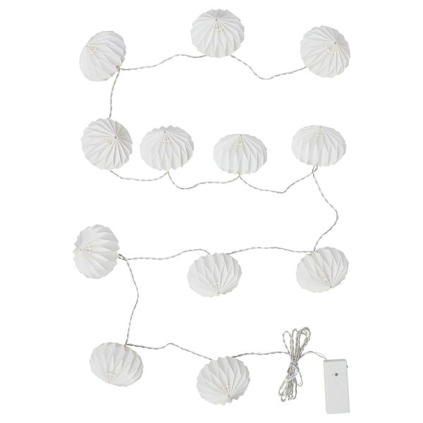 Гирлянда, 12 светодиодов, с батарейным питанием/оригами белый IKEA STRÅLA СТРОЛА 004.767.19 - фото 3