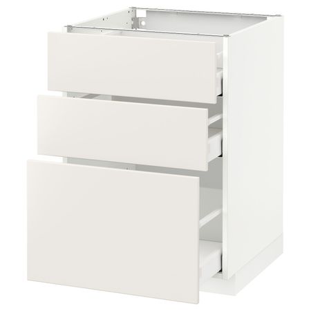 Напольный шкаф с 3 ящиками, белый/Веддинге белый 60x60 см IKEA METOD МЕТОД / MAXIMERA МАКСИМЕРА 492.347.43