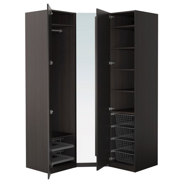 Гардероб ПАКС, черно-коричневый, Нексус Викедаль (146/146x60x236 см) - фото 1