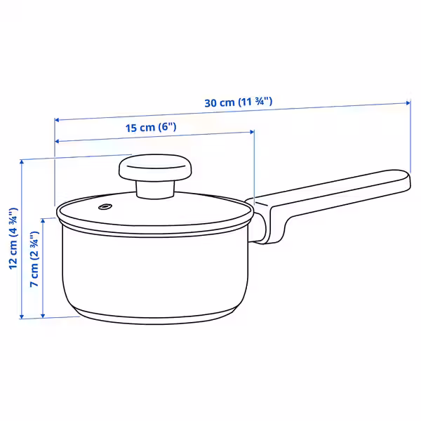 MIDDAGSMAT Ковш с крышкой - схема-чертеж с размерами