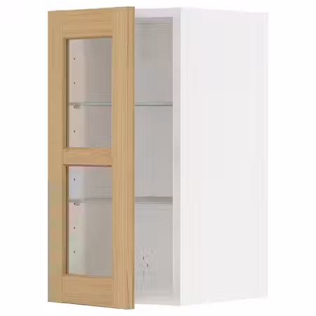 METOD Навесной шкаф/полки/стеклян дверца - белый/Forsbacka дуб 30x60 см