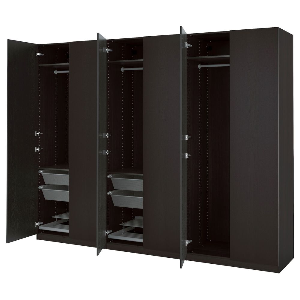 Гардероб, черно-коричневый, Форсанд под мореный ясень, черно-коричневый, 300x60x236 см IKEA ПАКС 392.860.68 - фото 1