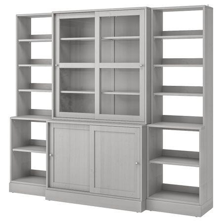 Комбинация с раздвижными дверьми, серый 243x47x212 см IKEA HAVSTA ХАВСТА 492.752.34