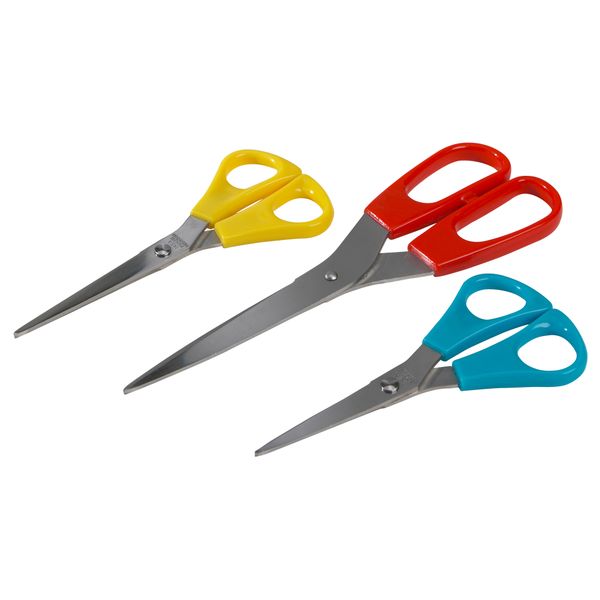 Ножницы, 3 штуки ТРОЙКА, разноцветный - фото 1
