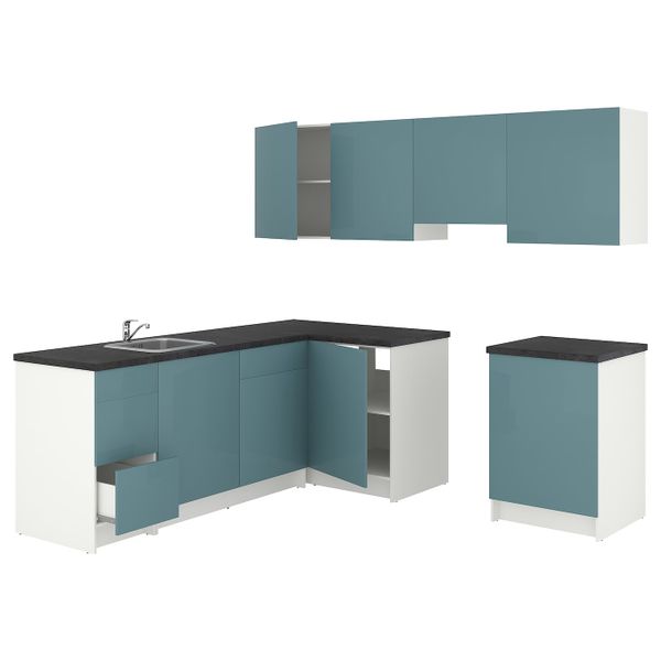 Кухня, глянцевый/синяя бирюза 220x240x220 см IKEA KNOXHULT КНОКСХУЛЬТ 894.243.88 - фото 1