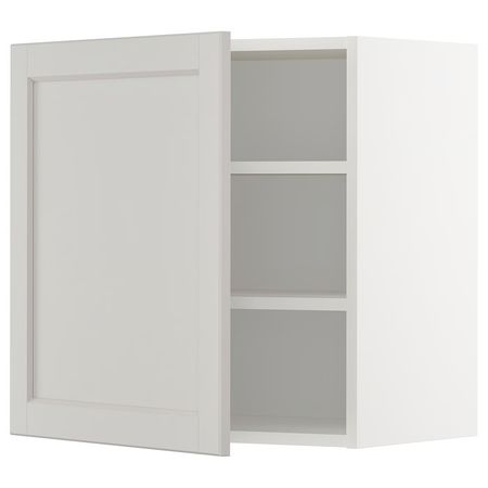 METOD Навесной шкаф с полками - белый/Lerhyttan светло-серый 60x60 см