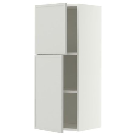 METOD Навесной шкаф с полками/2дверцы - белый/Aspudden светло-серый 40x100 см