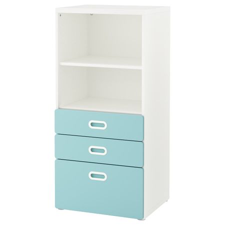 Стеллаж с ящиками, белый/голубой 60x50x128 см IKEA STUVA СТУВА / FRITIDS ФРИТИДС 792.526.98