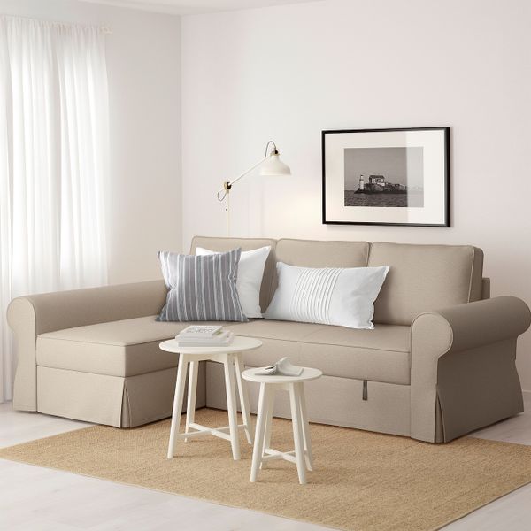 Диван-кровать с козеткой, Хильте бежевый IKEA БАККАБРУ 792.407.14 - фото 3