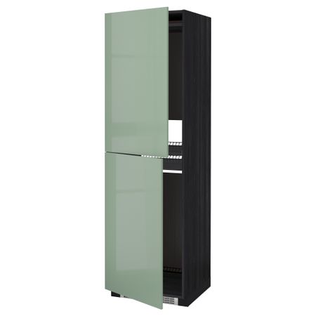 Высокий шкаф для холодильника или морозильника, МЕТОД, черный, Калларп светло-зеленый