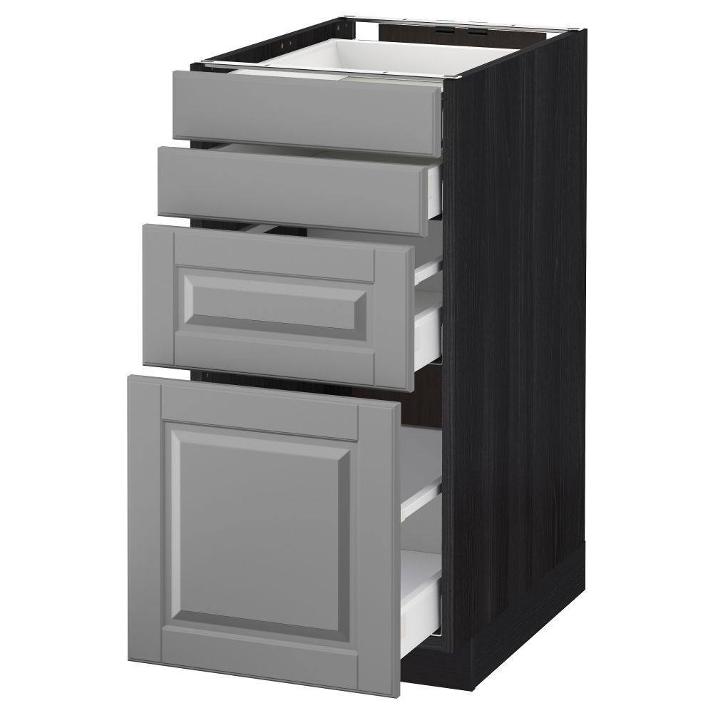Напольный шкаф 4 фронтальных панели, 4 ящика МЕТОД / МАКСИМЕРА, черный, Будбин серый - схема-чертеж с размерами