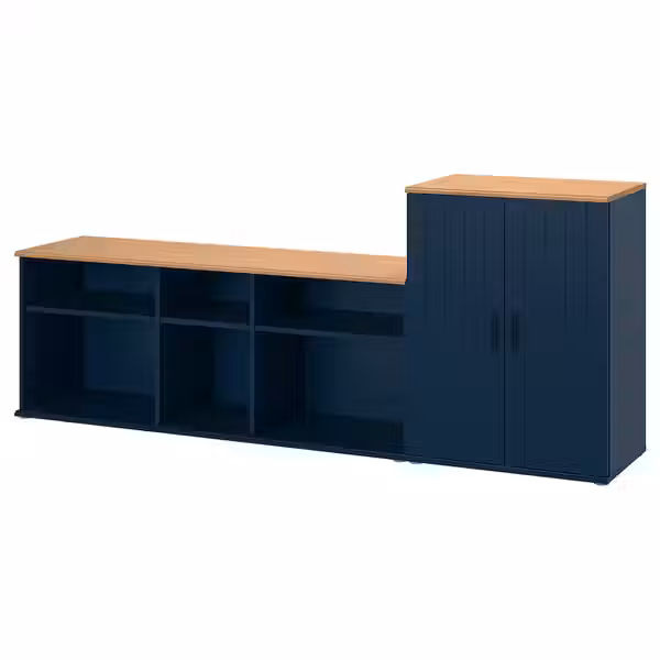 SKRUVBY Шкаф для ТВ, комбинация - черно-синий 226x38x90 см - фото 1