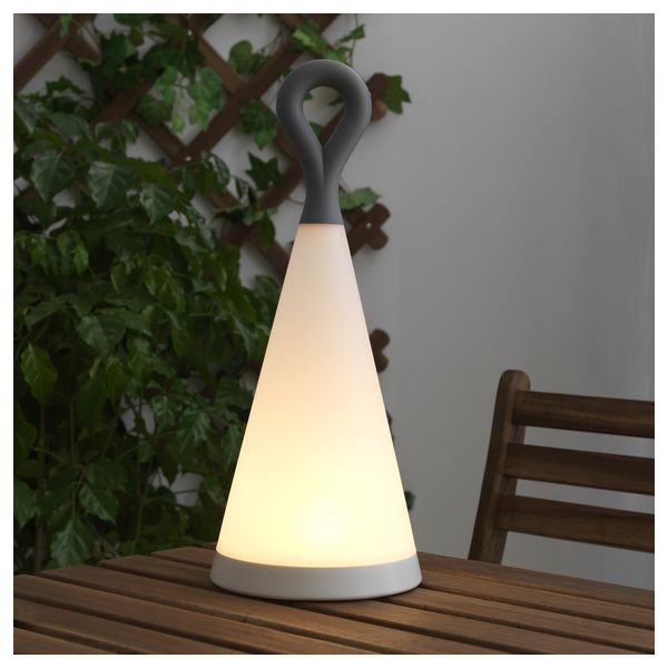 Настольная светодиодная лампа, солнечная батарея СОЛВИДЕН, треугольник, серый белый (42 см) - фото 1