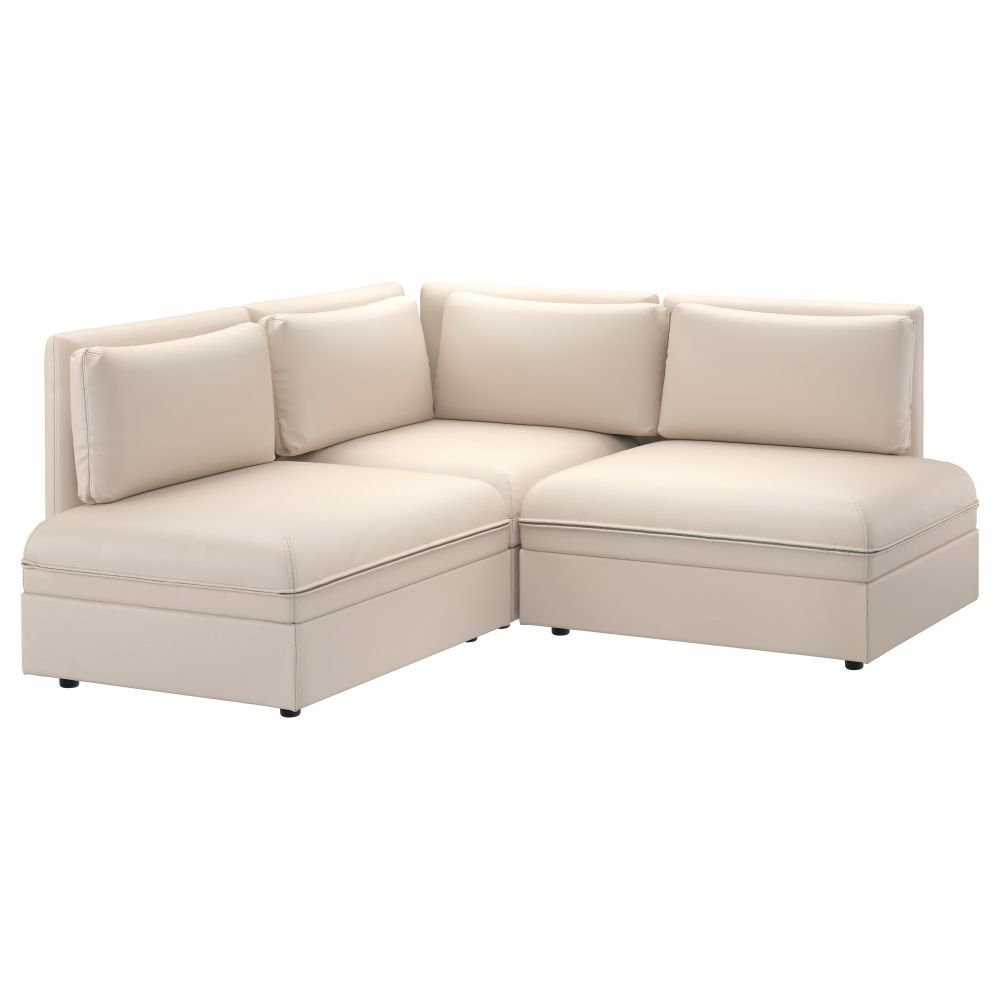 3-местный угловой диван ВАЛЛЕНТУНА, Мурум бежевый - схема-чертеж с размерами