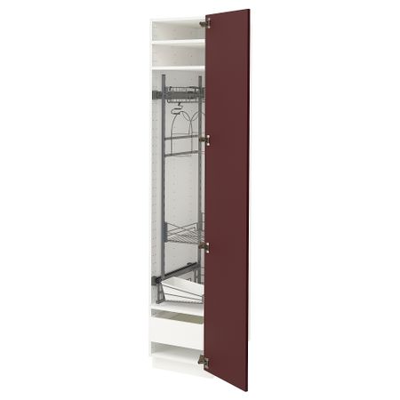 Высокий шкаф с отделением для аксессуаров для уборка, 40x60x200 cm IKEA METOD МЕТОД, MAXIMERA МАКСИМЕРА 493.272.28