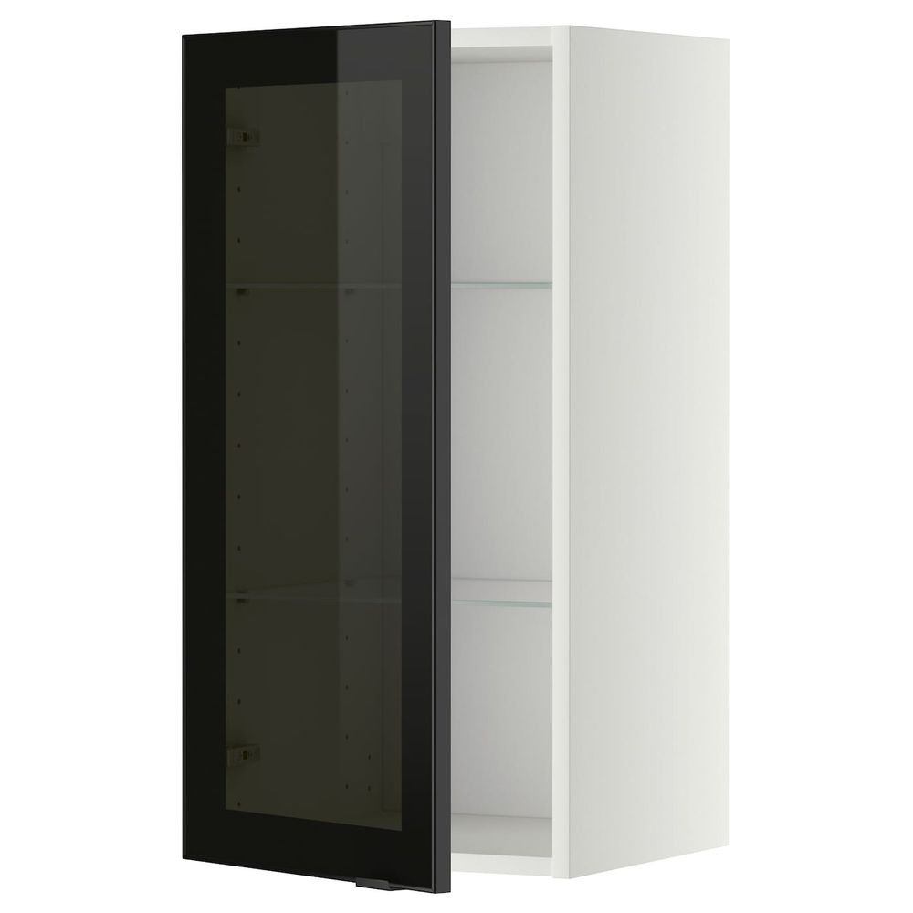 Навесной шкаф/полки/стеклян дверца, белый/Ютис дымчатое стекло 40x80 см IKEA METOD МЕТОД 094.460.73 - фото 1