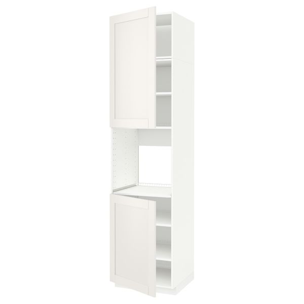Высокий шкаф для духовки/2дверцы/полки, белый/Сэведаль белый 60x60x240 см IKEA METOD МЕТОД 092.229.21 - схема-чертеж с размерами