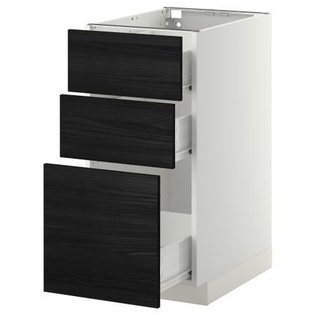 Напольный шкаф с 3 ящиками МЕТОД / ФОРВАРА, белый, Тингсрид черный