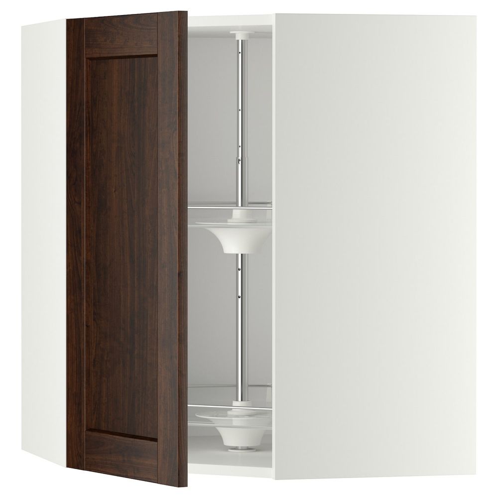 Угловой навесного шкаф с вращающейся секц, белый/Эдсерум коричневый 68x80 см IKEA METOD МЕТОД 492.266.58 - фото 1