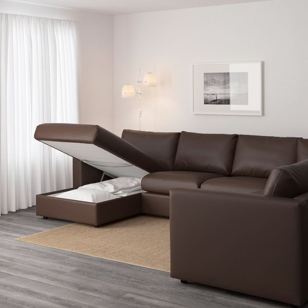 5-местный угловой диван, с козеткой, Фарста темно-коричневый IKEA ВИМЛЕ 992.114.14 - фото 3