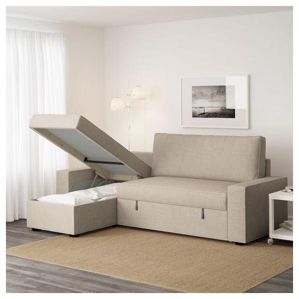 Диван-кровать с козеткой ВИЛАСУНД, Хилларед бежевый - фото 2