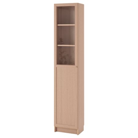 Стеллаж, панельная, стеклянная дверь, 40x30x202 cm IKEA BILLY БИЛЛИ, OXBERG ОКСБЕРГ 392.874.16