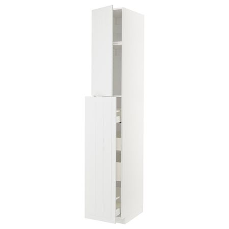 Высокий шкаф, выдвижной секция/1дв/4ящ, белый/Стенсунд белый 40x60x240 см IKEA METOD МЕТОД / MAXIMERA МАКСИМЕРА 294.202.32