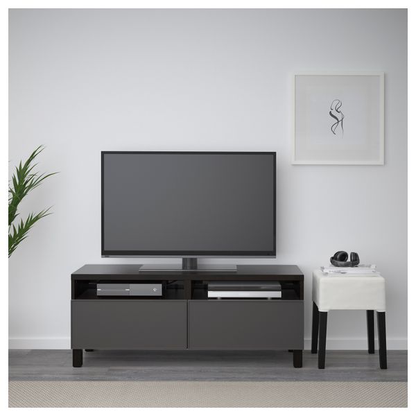 Тумба для ТВ с ящиками БЕСТО, черно-коричневый, Грундсвикен темно-серый - фото 2