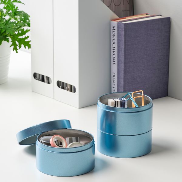 Декоративная коробка, синий 17x12 см IKEA ЛАНКМОЙ 604.362.97 - фото 4