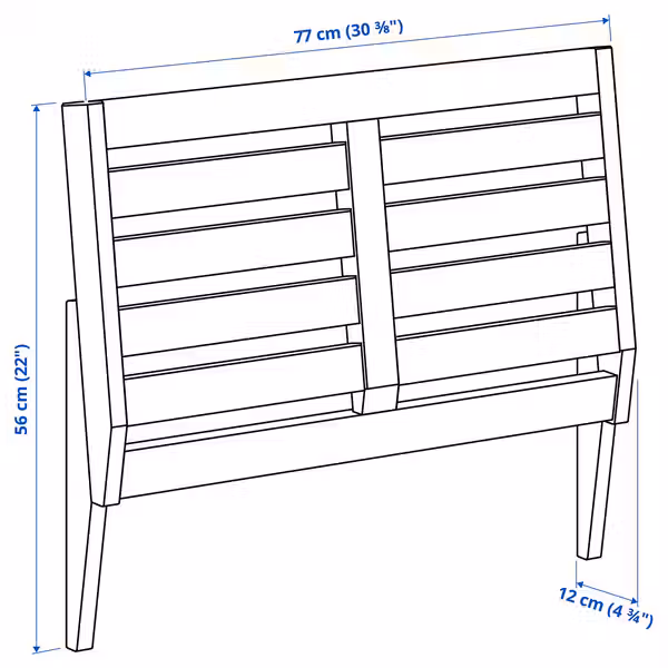 NÄMMARÖ Спинка садового модульного дивана - светло-коричневая морилка 77x56 см - схема-чертеж с размерами