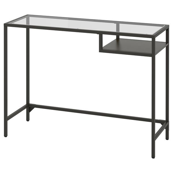 Стол для ноутбука, черно-коричневый, стекло, 100x36 см IKEA VITTSJÖ ВИТШЁ 802.213.52 - фото 1