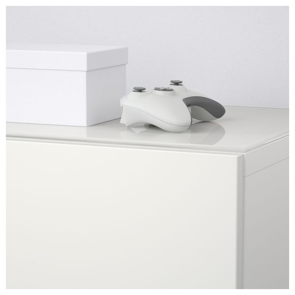 Шкаф для ТВ, комбинированный, стекляные дверцы БЕСТО, белый, Сельсвикен глянцевый/белый матовое стекло (240x40x230 см) - фото 5