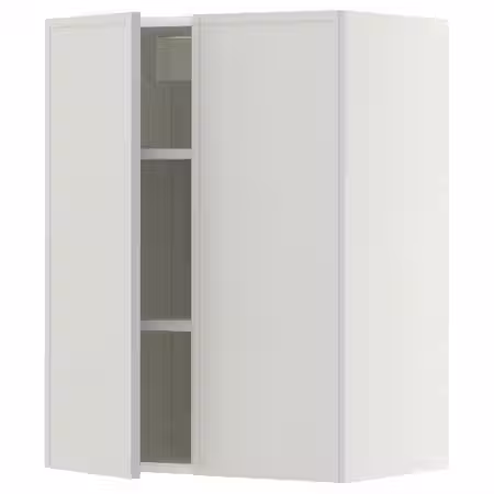 METOD Навесной шкаф с полками/2дверцы - белый/Aspudden светло-серый 60x80 см
