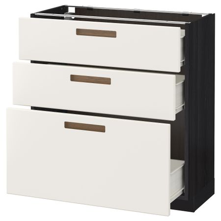 Напольный шкаф с 3 ящиками МЕТОД / ФОРВАРА, черный, Мэрста белый