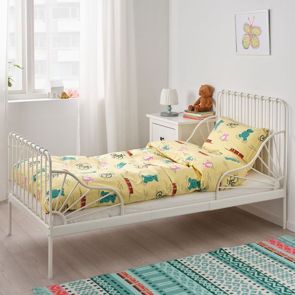 Раздвижная кровать с реечным дном, белый 80x200 см IKEA MINNEN МИННЕН 793.376.69 - схема-чертеж с размерами