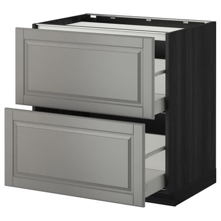 Напольный шкаф, 2 фронтальных панели, 3 ящика МЕТОД / МАКСИМЕРА, черный, Будбин серый