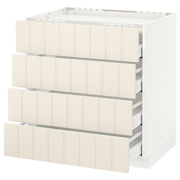 Напольный шкаф, 4 фронтальных панели, 4 ящика МЕТОД / МАКСИМЕРА, белый, Хитарп белый с оттенком - схема-чертеж с размерами