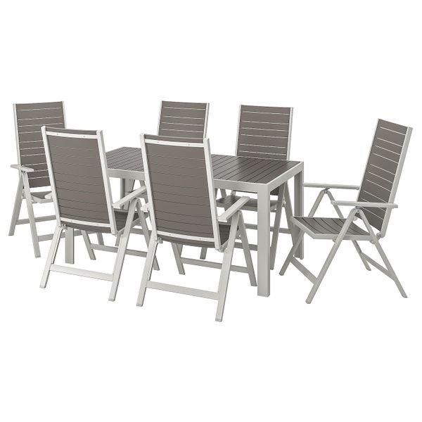 Стол+6кресел,д/сада, темно-серый/светло-серый 156x90 см IKEA SJÄLLAND ШЭЛЛАНД 592.654.37 - фото 1