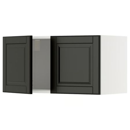 METOD Навесной шкаф с 2 дверцами - белый/Bodbyn чёрный 80x40 см