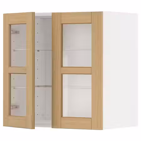 METOD Навесной шкаф/полки/2стеклян двери - белый/Forsbacka дуб 60x60 см