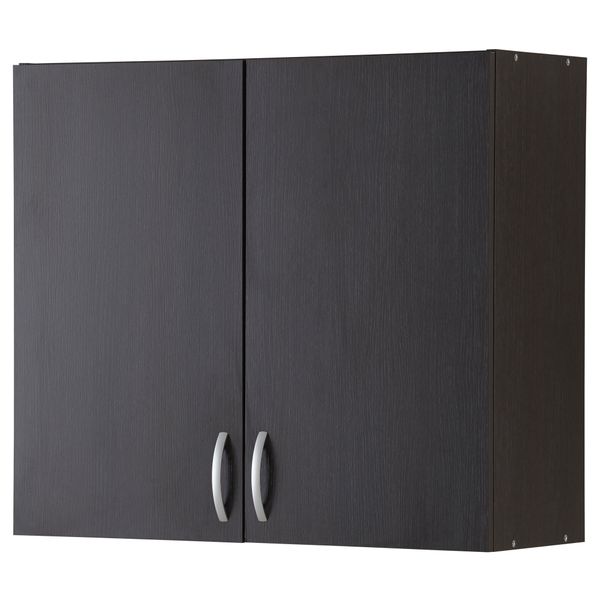 Навесной шкаф с дверями АЛЬБРУ, черно-коричневый (80x70 см) - фото 1