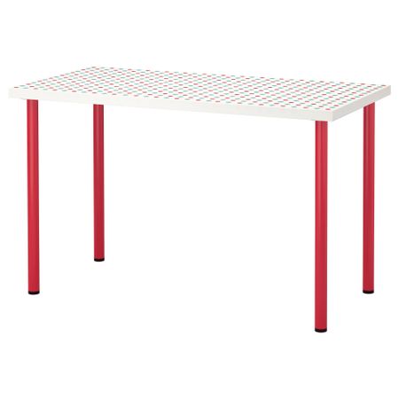 Стол ЛИННМОН / АДИЛЬС, с рисунком, розовый (120x60 см)