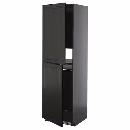 METOD Высокий шкаф д/холодильн/морозильн - черно-серый/Bodbyn чёрный 60x60x200 см