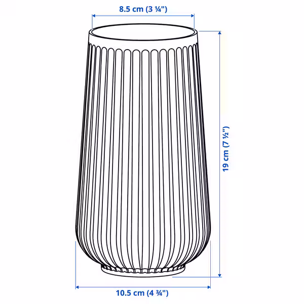 GRADVIS Ваза - серый 19 см - схема-чертеж с размерами
