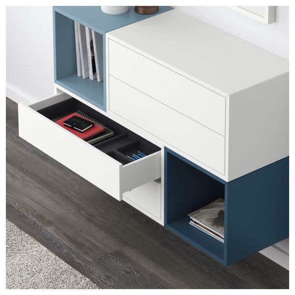 Комбинация настенных шкафов ЭКЕТ, белый/голубой, темно-синий (105x35x70 см) - фото 3